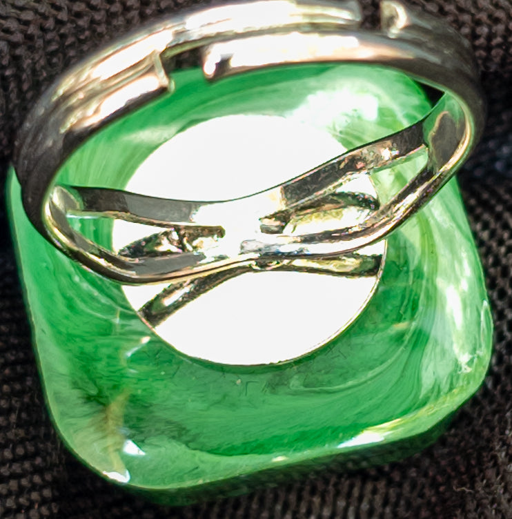 Green Galaxy Adjustable Ring #46