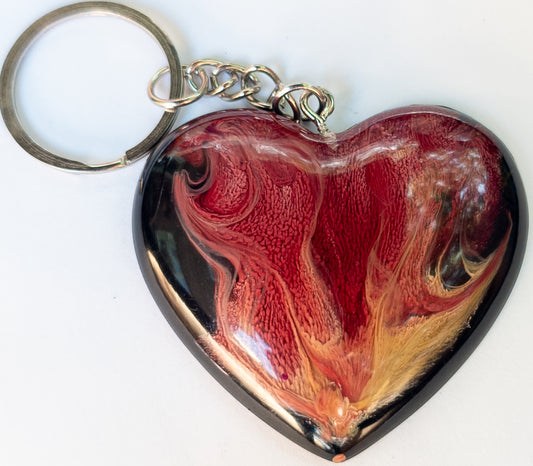 Flaming Dark Heart Keychain #35